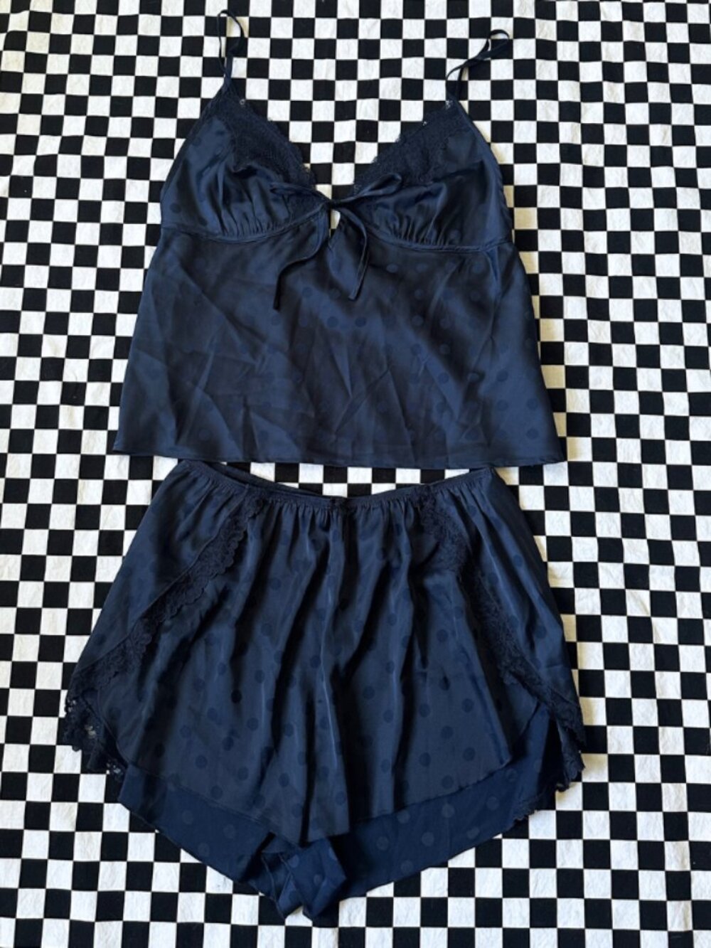 Abercrombie & Fitch Silky Lace Trim Pajama Set